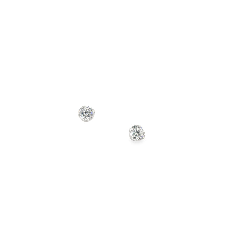 Women’s 9ct White Gold Cz Soltaire Studs - 4mm 1g - Hyman’s Jewellers