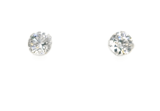 Women’s 9ct White Gold Cz Soltaire Studs - 4mm 1g - Hyman’s Jewellers