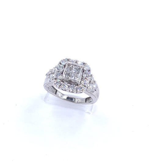 Women’s 9ct white Gold Diamond Cluster Ring - 1.70ct 5.3G - Hyman’s Jewellers
