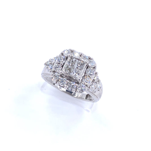 Women’s 9ct white Gold Diamond Cluster Ring - 1.70ct 5.3G - Hyman’s Jewellers