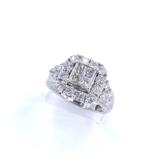 Women’s 9ct white Gold Diamond Cluster Ring - 1.70ct 5.3G - Hyman’s Jewellers