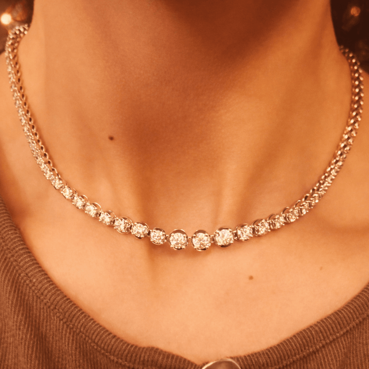 Women’s 9ct White Gold Diamond Tennis Necklace - 30g 8.93cts - Hyman’s Jewellers