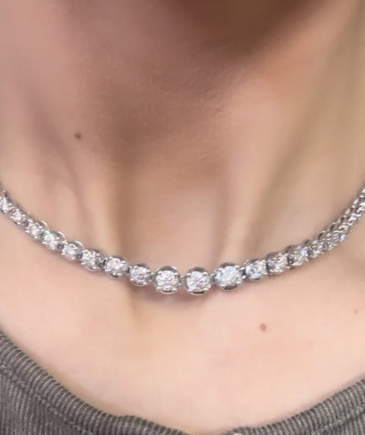 Women’s 9ct White Gold Diamond Tennis Necklace - 30g 8.93cts - Hyman’s Jewellers