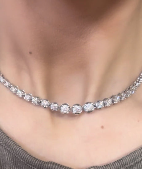 Women’s 9ct White Gold Diamond Tennis Necklace - 30g 8.93cts - Hyman’s Jewellers