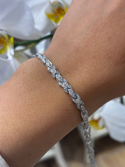 Women’s 9ct White Gold Fancy Link Diamond Tennis Bracelet - 1.50ct - Hyman’s Jewellers