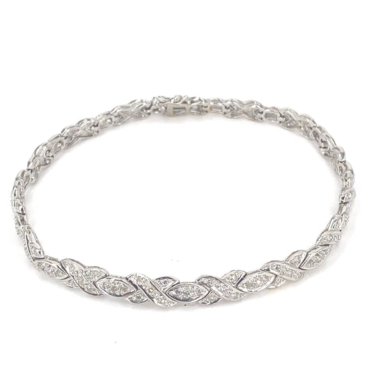 Women’s 9ct White Gold Fancy Link Diamond Tennis Bracelet - 1.50ct - Hyman’s Jewellers