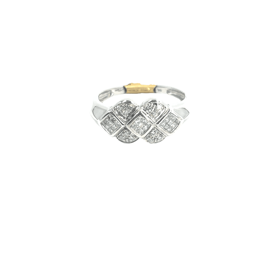 Women’s 9ct White Gold Silver Multistone Diamond Ring with Square Cut Diamonds - Hyman’s Jewellers