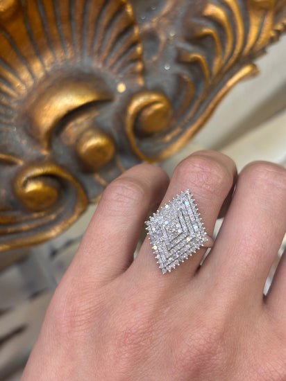 Women’s 9ct White Gold Symmetrical Statement Diamond Cluster Ring - 1.00ct - Hyman’s Jewellers