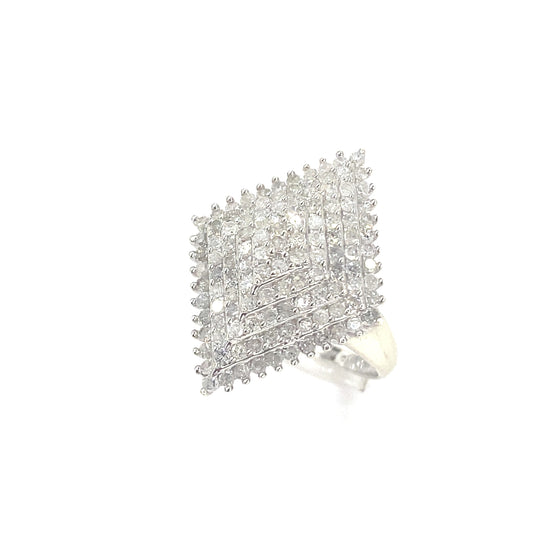 Women’s 9ct White Gold Symmetrical Statement Diamond Cluster Ring - 1.00ct - Hyman’s Jewellers