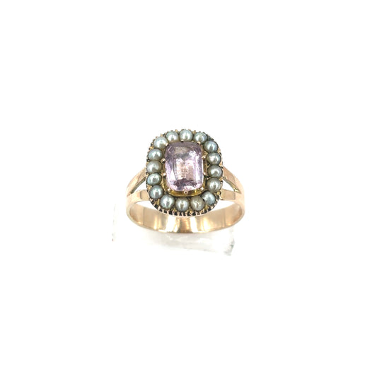 Women’s 9ct Yellow Gold Amethyst Pearl Dress Ring - 4.6g - Hyman’s Jewellers
