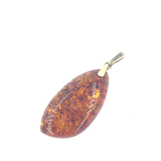 Women’s 9ct Yellow Gold Baltic Amber Pendant - 5g - Hyman’s Jewellers