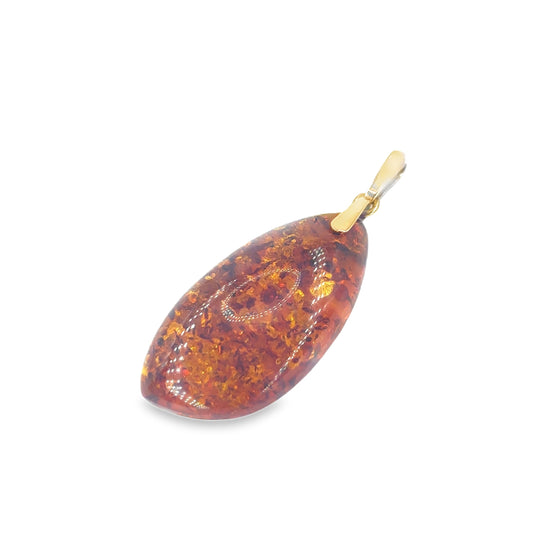 Women’s 9ct Yellow Gold Baltic Amber Pendant - 5g - Hyman’s Jewellers