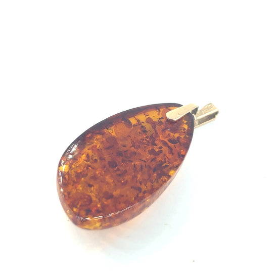 Women’s 9ct Yellow Gold Baltic Amber Pendant - 5g - Hyman’s Jewellers