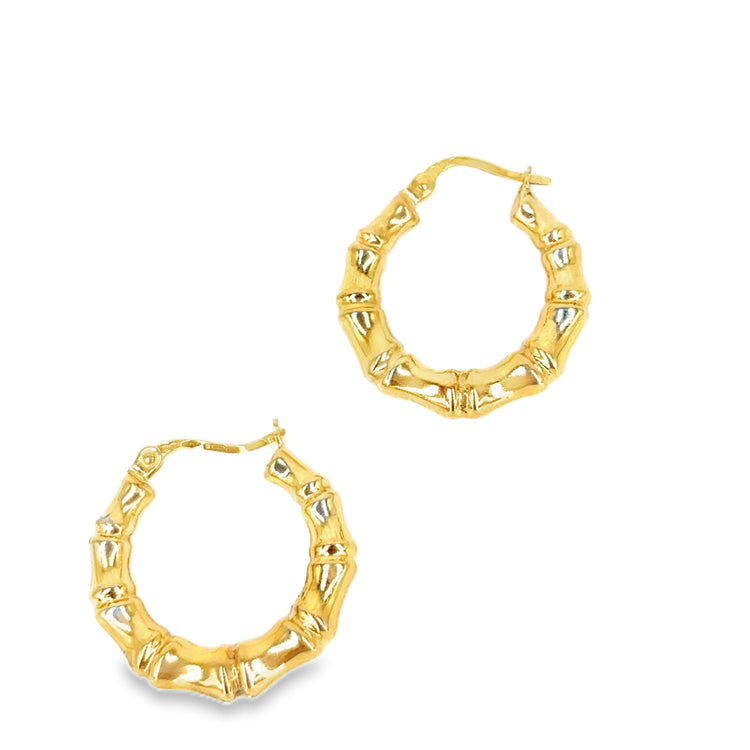 Women’s 9ct Yellow Gold Bamboo Hoops - 1.8g - Hyman’s Jewellers
