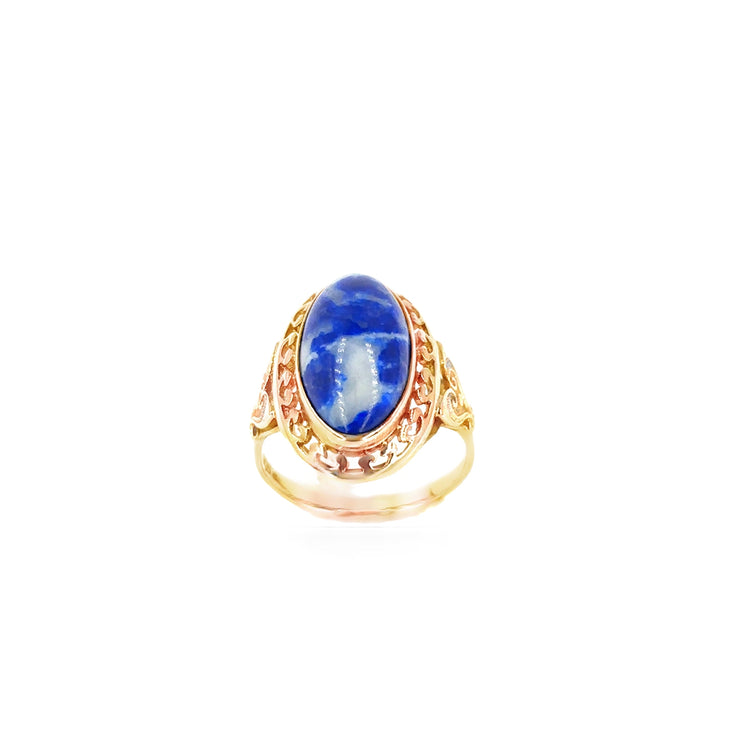 Women’s 9ct Yellow Gold Cabochon Sodalite Ring - 6g T 1/2 - Hyman’s Jewellers
