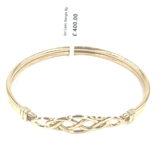 Women’s 9ct Yellow Gold Celtic Openwork Bangle - 8g - Hyman’s Jewellers
