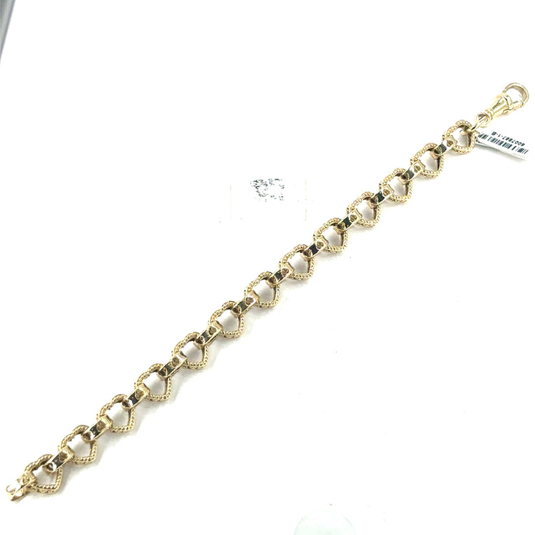 Womens 9ct Yellow Gold Chain Heart Link Bracelet with Intricate Detailing - Hyman’s Jewellers