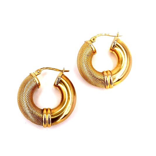 Women’s 9ct Yellow Gold Chunky Vintage European Hoops - 3.8g - Hyman’s Jewellers