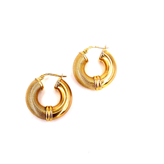 Women’s 9ct Yellow Gold Chunky Vintage European Hoops - 3.8g - Hyman’s Jewellers