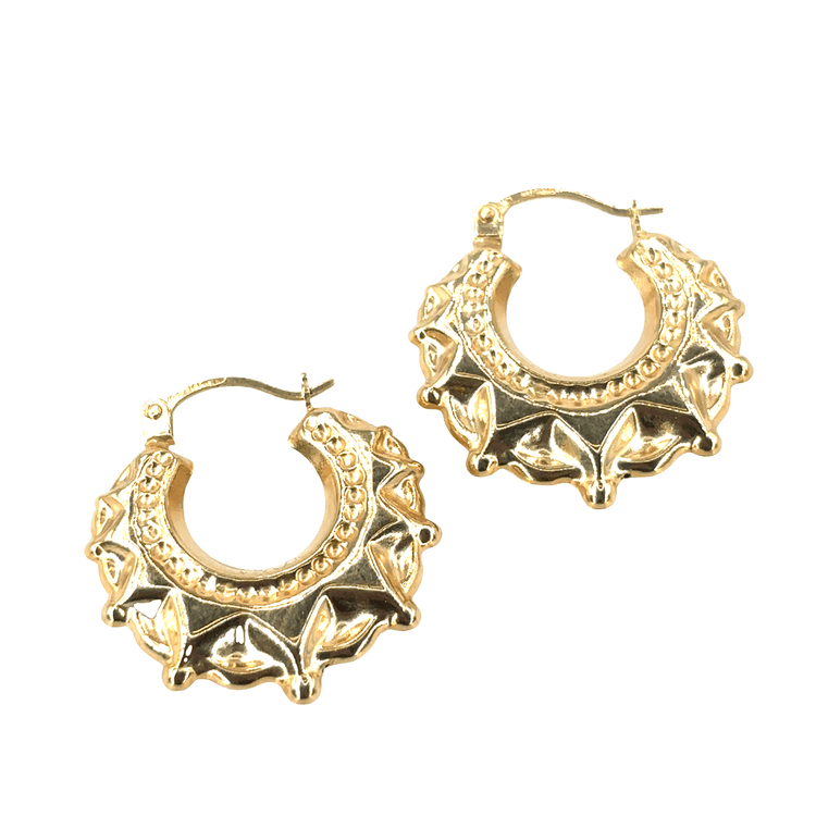 Women’s 9ct Yellow Gold Creole Spike Ball Hoop Earrings - Small - Hyman’s Jewellers