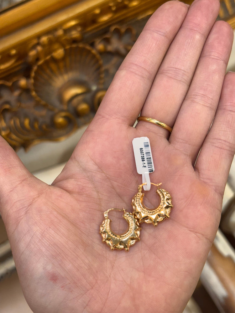 Women’s 9ct Yellow Gold Creole Spike Ball Hoop Earrings - Small - Hyman’s Jewellers