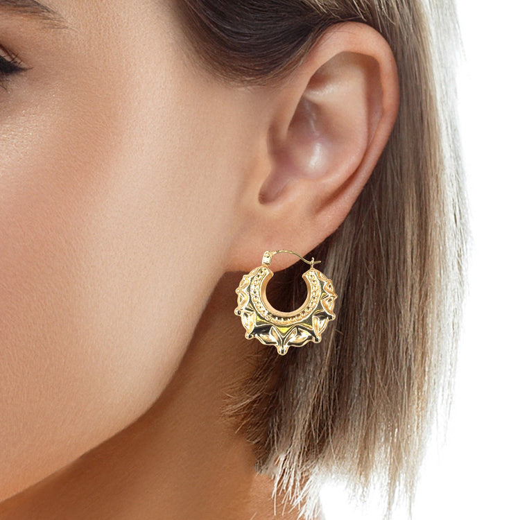 Women’s 9ct Yellow Gold Creole Spike Ball Hoop Earrings - Small - Hyman’s Jewellers