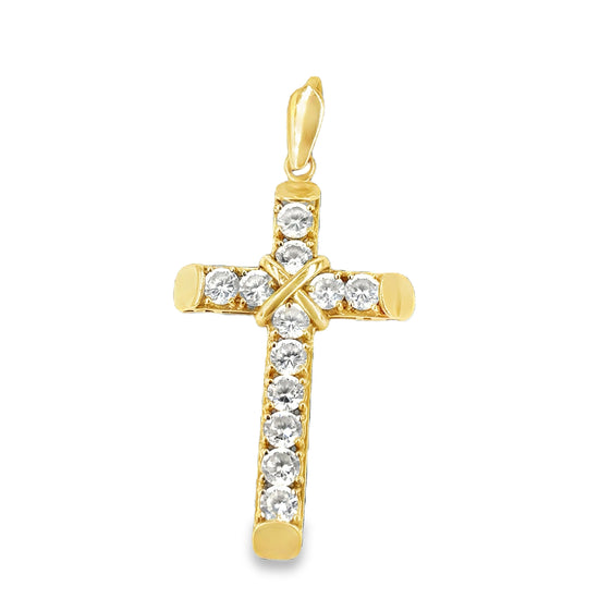 Women’s 9ct Yellow Gold CZ Cross - 6.7g 6cm - Hyman’s Jewellers