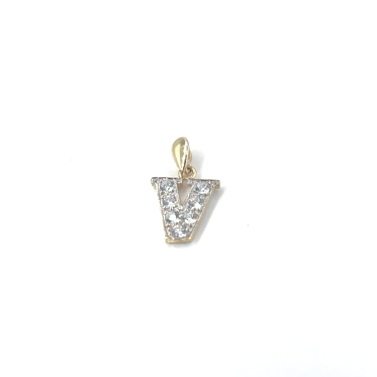 Women’s 9ct Yellow Gold Cz Set Initial Pendant - 1.2g - Hyman’s Jewellers