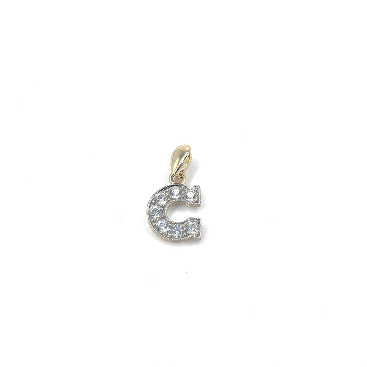 Women’s 9ct Yellow Gold Cz Set Initial Pendant - 1.2g - Hyman’s Jewellers
