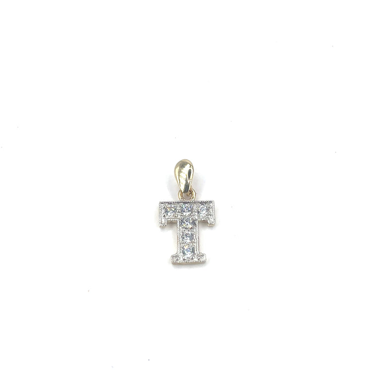 Women’s 9ct Yellow Gold Cz Set Initial Pendant - 1.2g - Hyman’s Jewellers