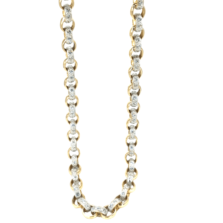 Women’s 9ct Yellow Gold Cz Set Yellow Gold Chain Necklace - 26” 86.3G Cz - Hyman’s Jewellers
