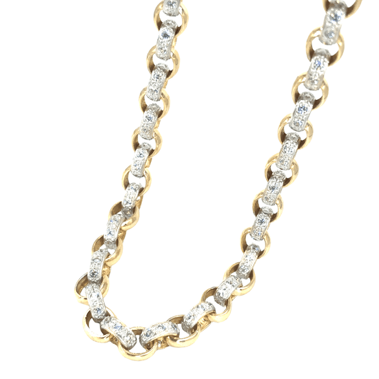 Women’s 9ct Yellow Gold Cz Set Yellow Gold Chain Necklace - 26” 86.3G Cz - Hyman’s Jewellers