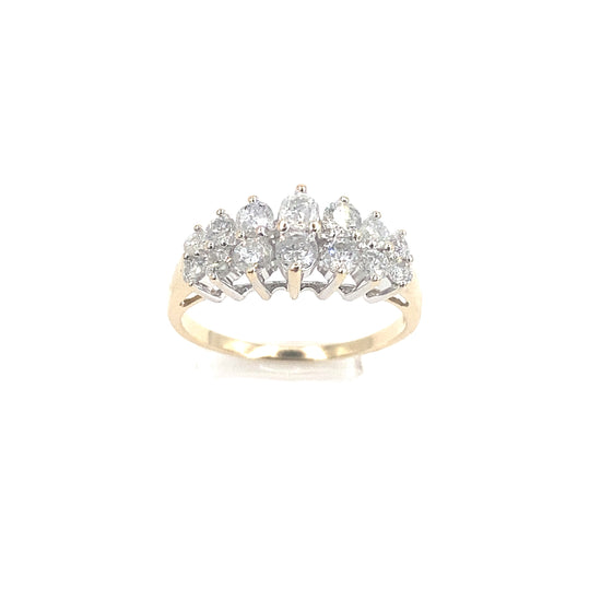 Women’s 9ct Yellow Gold Diamond Cluster Ring - 1.00ct Total Diamond - Hyman’s Jewellers