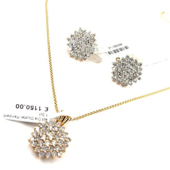 Women’s 9ct Yellow Gold Diamond Cluster Set - 3cts - Hyman’s Jewellers