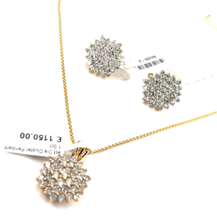 Women’s 9ct Yellow Gold Diamond Cluster Set - 3cts - Hyman’s Jewellers