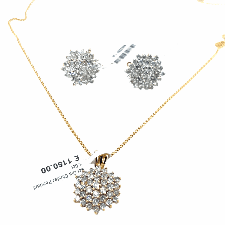 Women’s 9ct Yellow Gold Diamond Cluster Set - 3cts - Hyman’s Jewellers