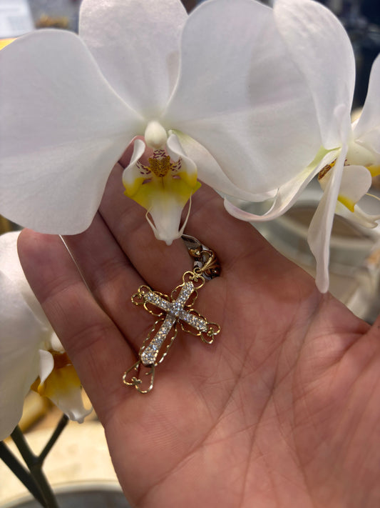 Women’s 9ct Yellow Gold Diamond Cross Pendant - 3.3G 5cm - Hyman’s Jewellers
