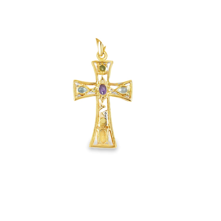 Women’s 9ct Yellow Gold Diamond Gemstone Cross - 1.9g - Hyman’s Jewellers