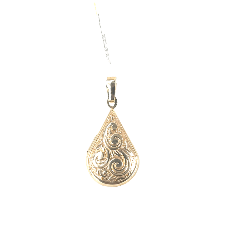Women’s 9ct Yellow Gold Embossed Teardrop Pendant - 1.3G 3cm - Hyman’s Jewellers
