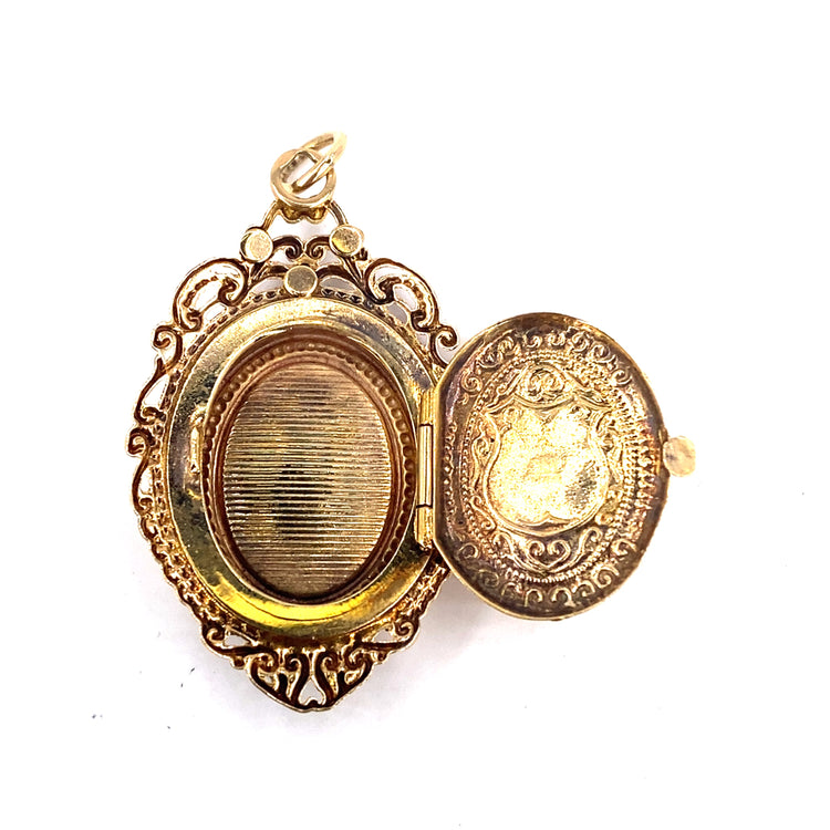 Women’s 9ct Yellow Gold Engraved Filigree Locket - Hyman’s Jewellers