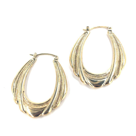 Women’s 9ct Yellow Gold Fancy Hoops Earrings - 2.1g - Hyman’s Jewellers