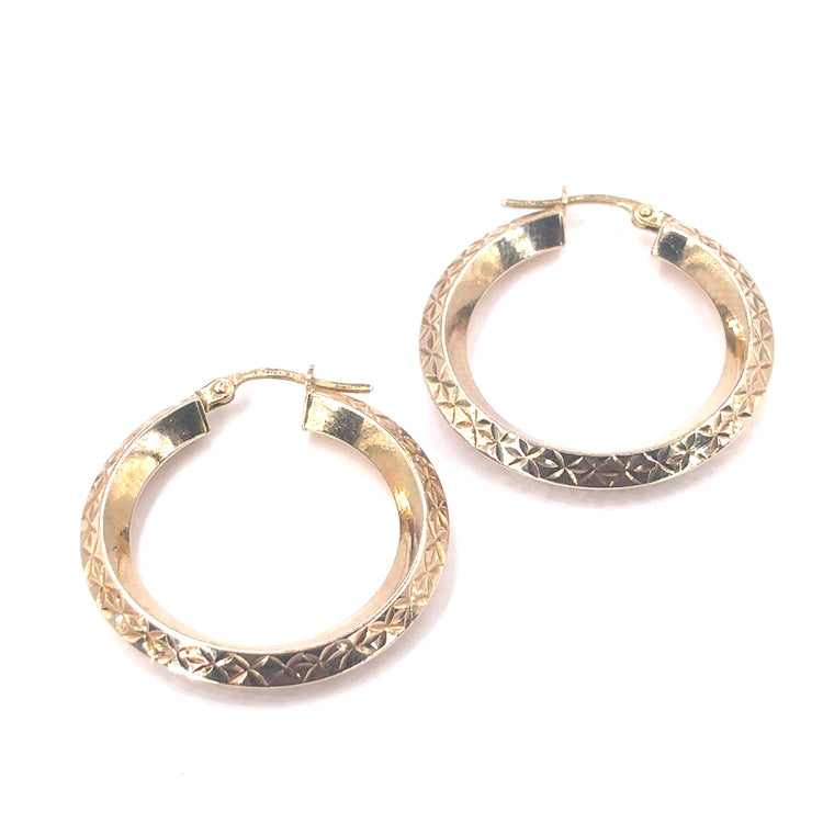 Women’s 9ct Yellow Gold Hollow Hoop Earrings - 3.3G - Hyman’s Jewellers