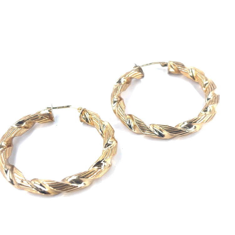 Women’s 9ct Yellow Gold Hollow Twist Hoops - 7g - Hyman’s Jewellers