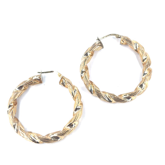 Women’s 9ct Yellow Gold Hollow Twist Hoops - 7g - Hyman’s Jewellers
