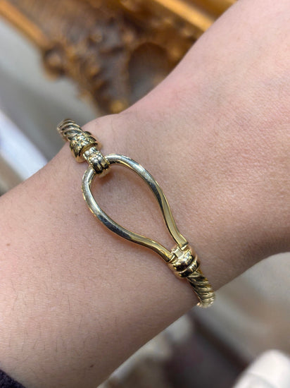 Women’s 9ct Yellow Gold Hook Eye Closure Bangle - 12.9g - Hyman’s Jewellers