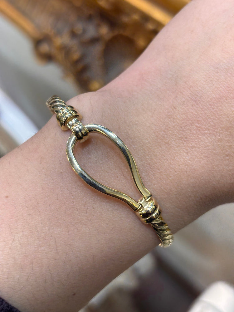 Women’s 9ct Yellow Gold Hook Eye Closure Bangle - 12.9g - Hyman’s Jewellers