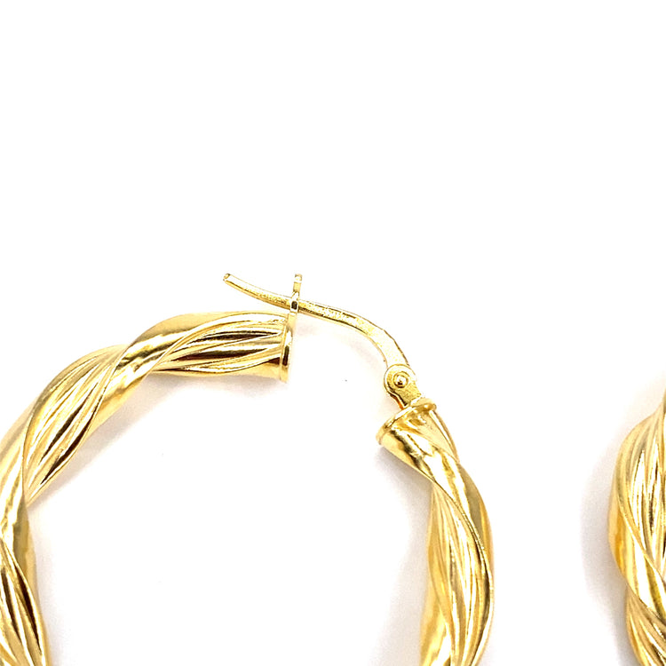 Women’s 9ct Yellow Gold Medium Slim Twist Hoop - 2.1g - Hyman’s Jewellers