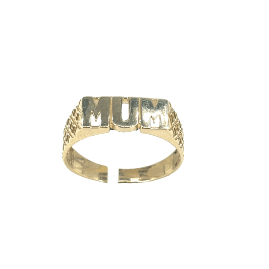 Womens 9ct Yellow Gold 'MUM' Signet Ring - Hyman’s Jewellers