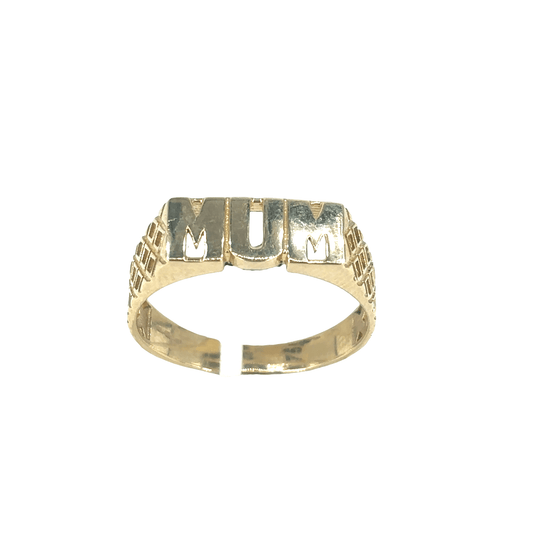 Womens 9ct Yellow Gold 'MUM' Signet Ring - Hyman’s Jewellers
