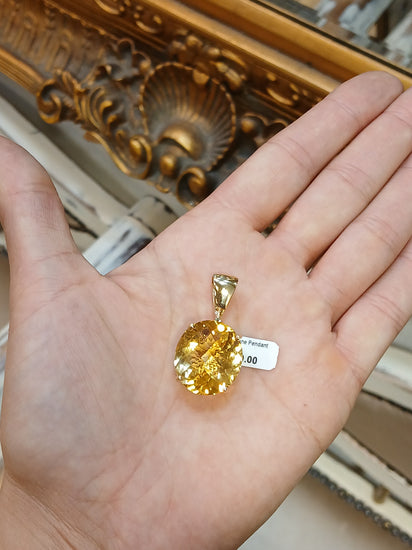 Women's 9ct Yellow Gold Pendant with Oval Brilliant Cut Citrine - Hyman’s Jewellers